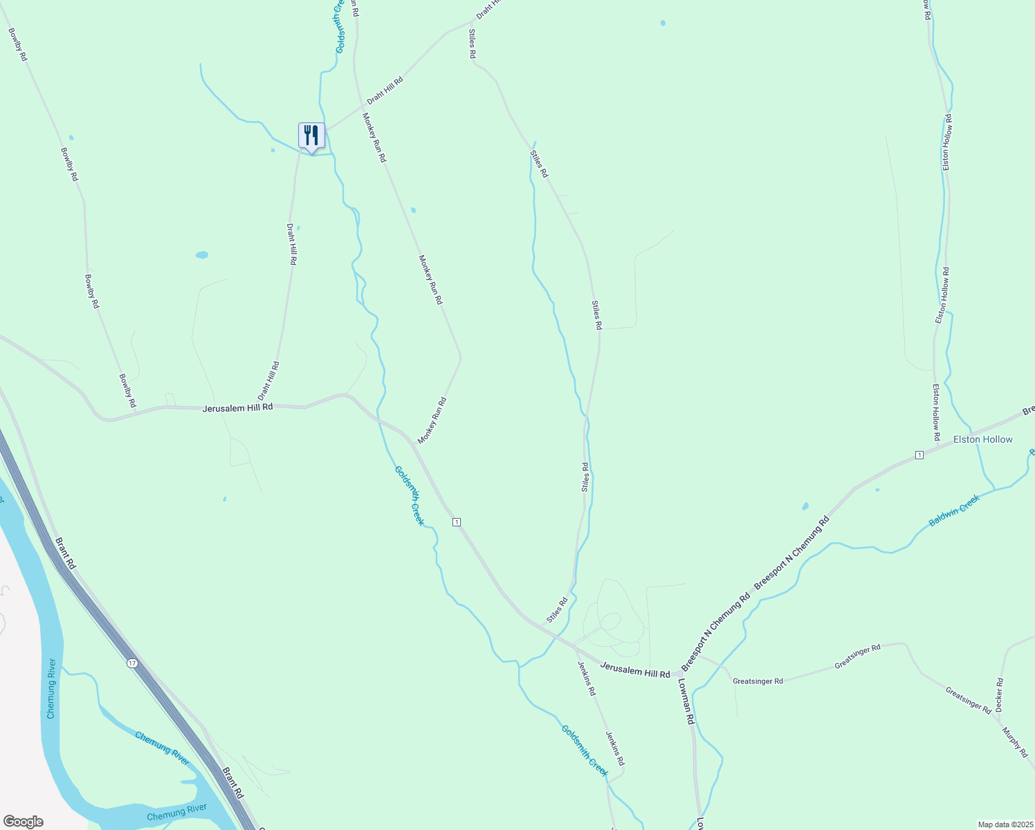 map of restaurants, bars, coffee shops, grocery stores, and more near in Elmira