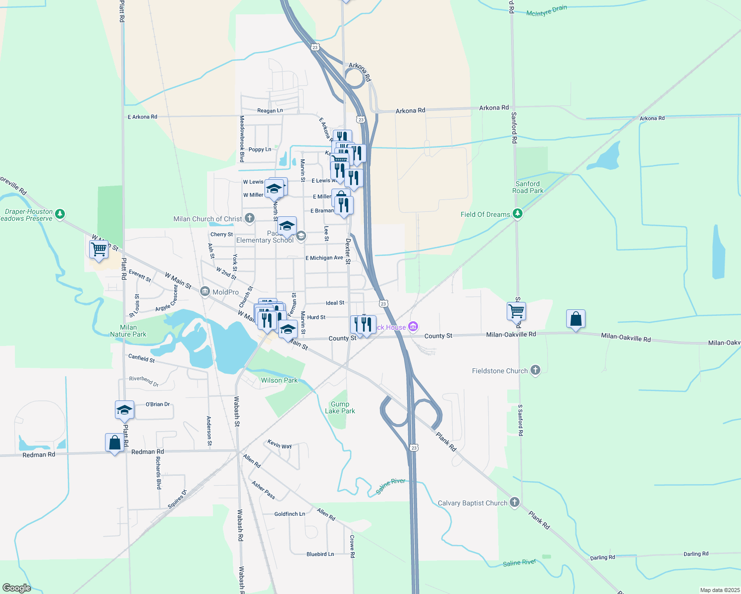 map of restaurants, bars, coffee shops, grocery stores, and more near 515 Ideal Street in Milan