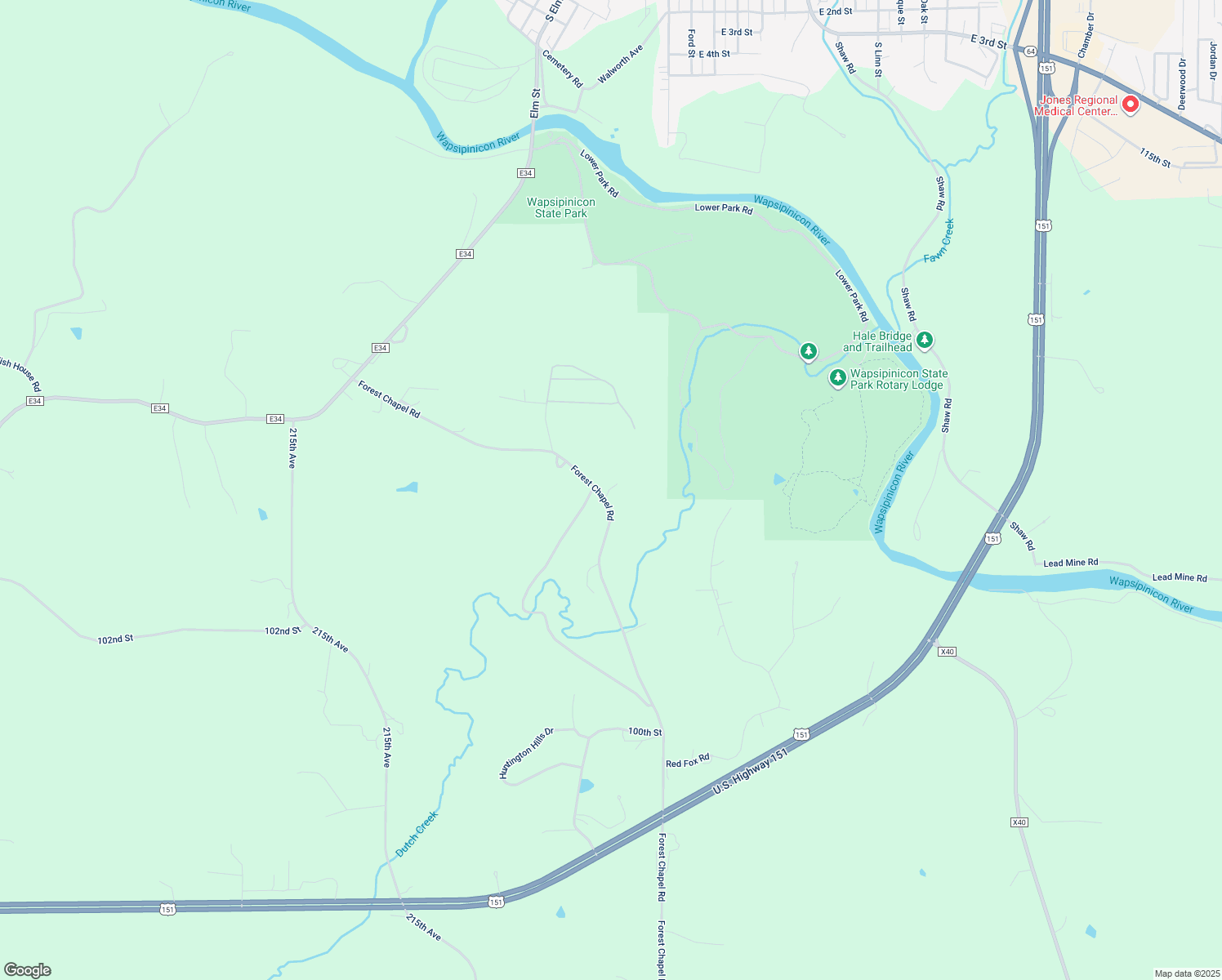 map of restaurants, bars, coffee shops, grocery stores, and more near 10654 Forest Chapel Road in Anamosa