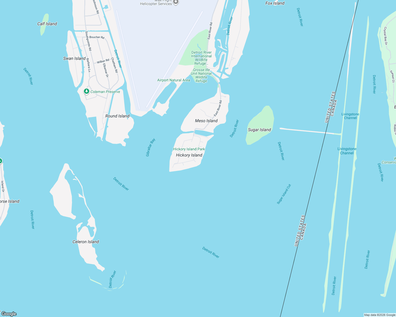 map of restaurants, bars, coffee shops, grocery stores, and more near 29845 E River Rd in Grosse Ile Township