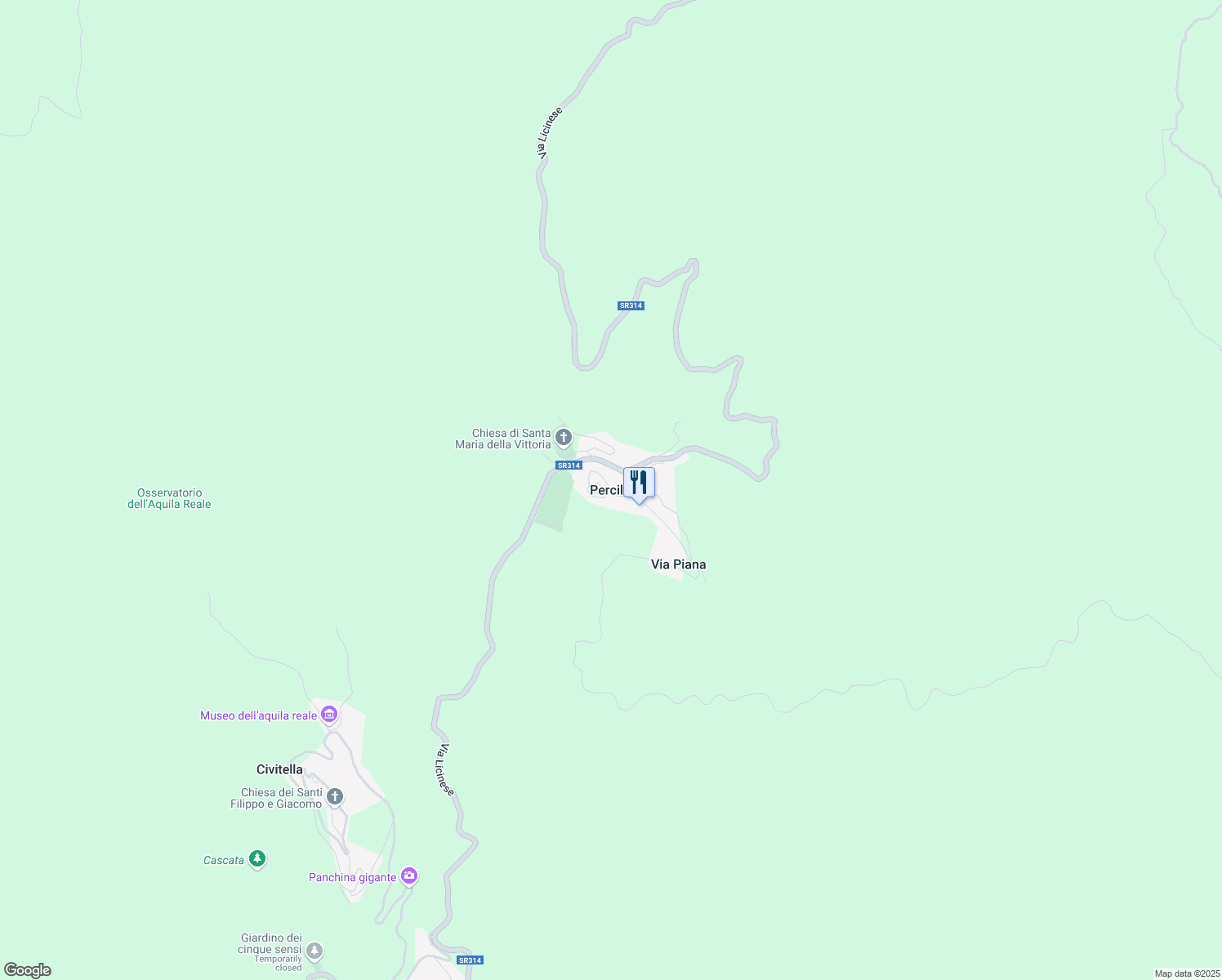 map of restaurants, bars, coffee shops, grocery stores, and more near 7 Piazza Giuseppe Garibaldi in Tivoli