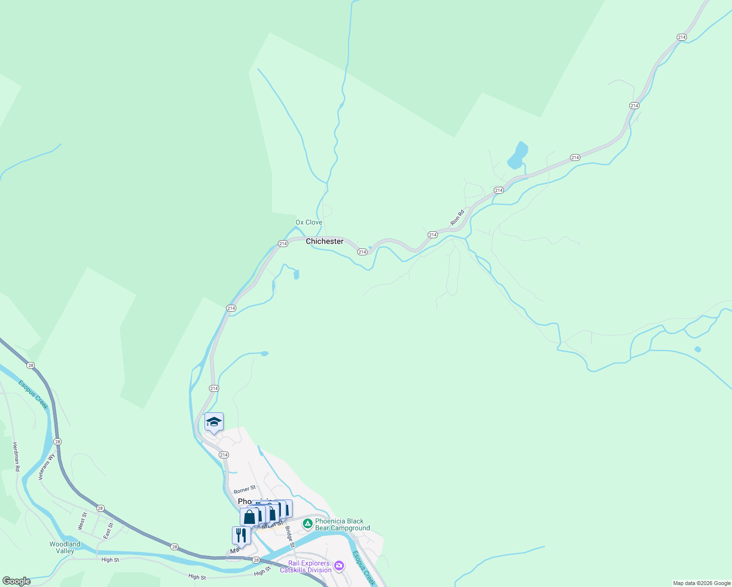 map of restaurants, bars, coffee shops, grocery stores, and more near 79 Cinder Rd in Chichester