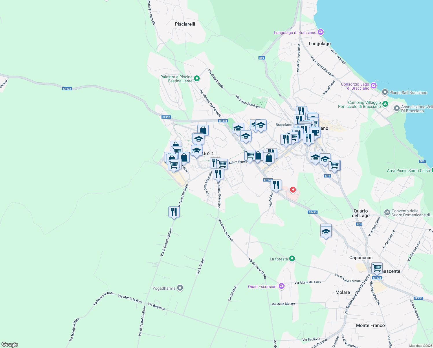 map of restaurants, bars, coffee shops, grocery stores, and more near 5 Traversa Paolo Borsellino in Città Metropolitana di Roma