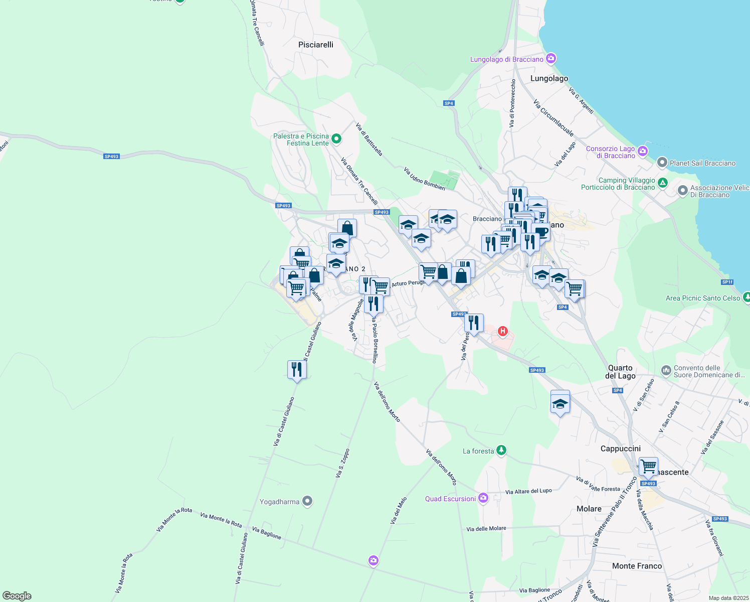 map of restaurants, bars, coffee shops, grocery stores, and more near 5 Traversa Paolo Borsellino in Città metropolitana di Roma Capitale