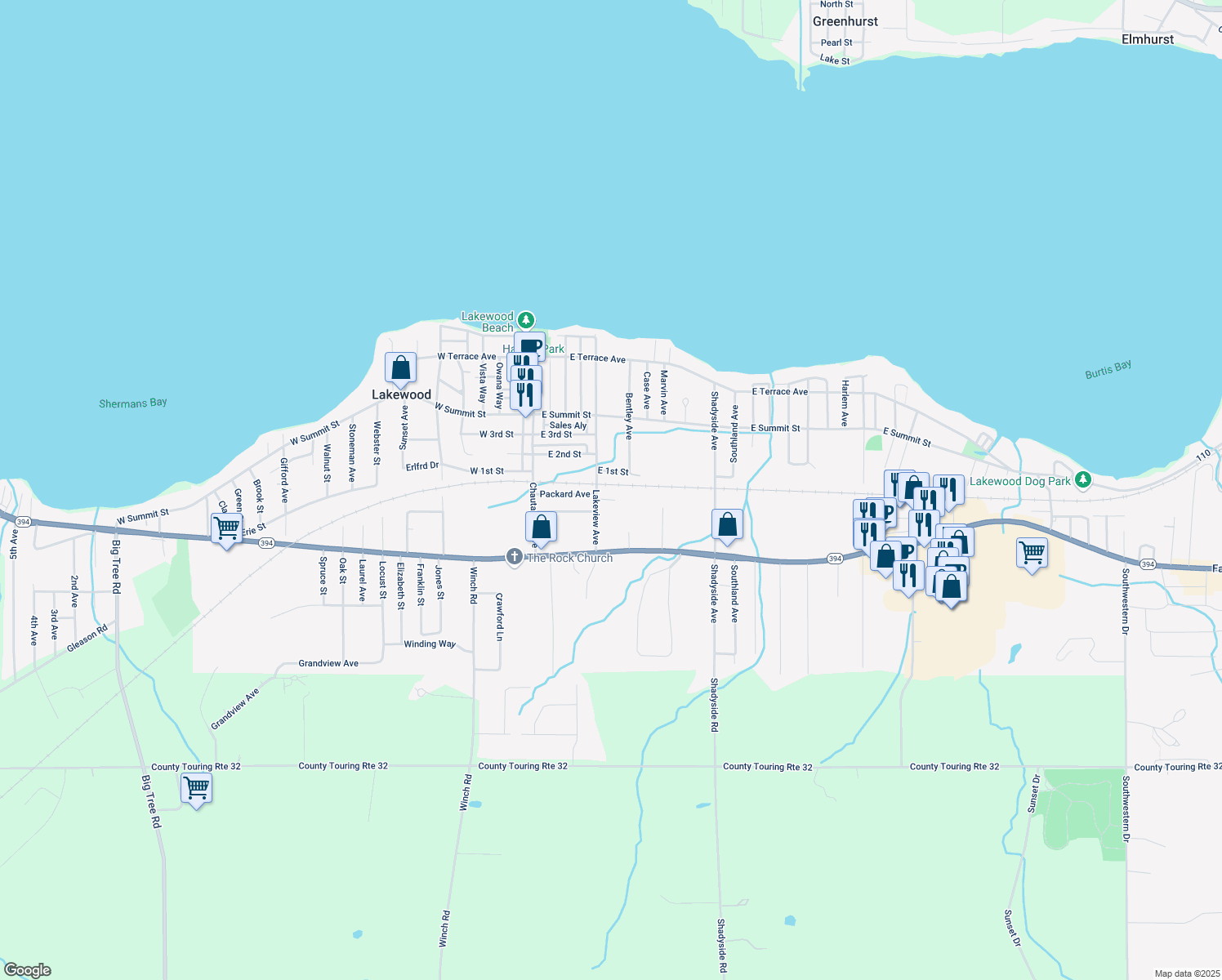 map of restaurants, bars, coffee shops, grocery stores, and more near 139 Lakeview Ave in Lakewood