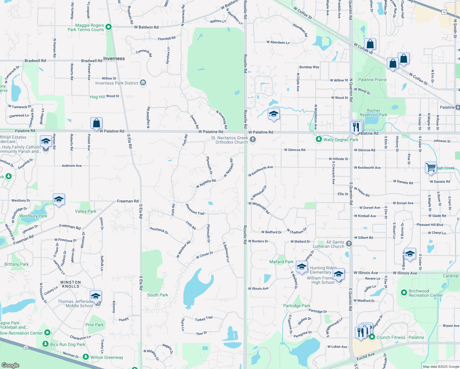 map of restaurants, bars, coffee shops, grocery stores, and more near 325 Grayfriars Lane in Inverness