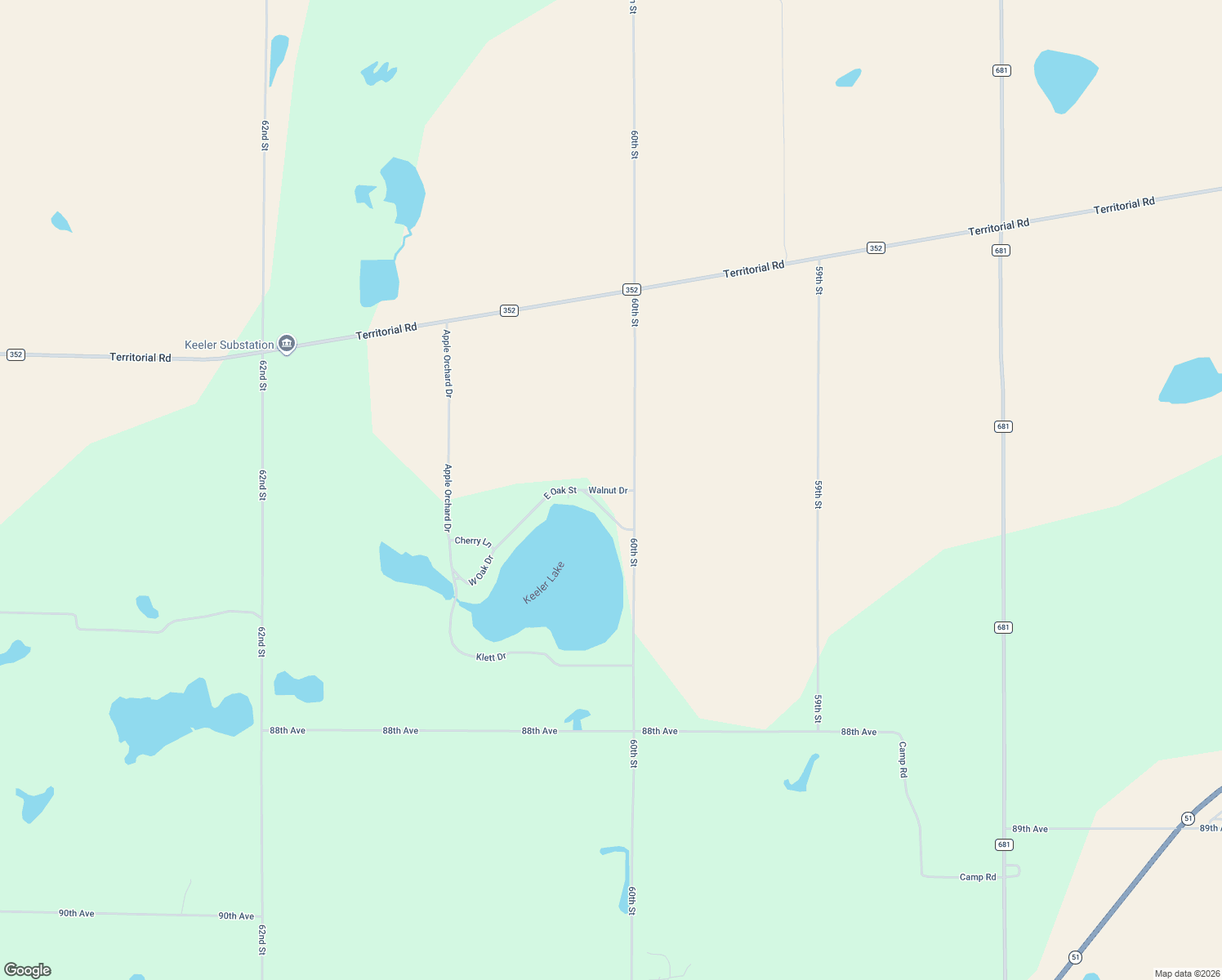 map of restaurants, bars, coffee shops, grocery stores, and more near 60441 Walnut Drive in Decatur