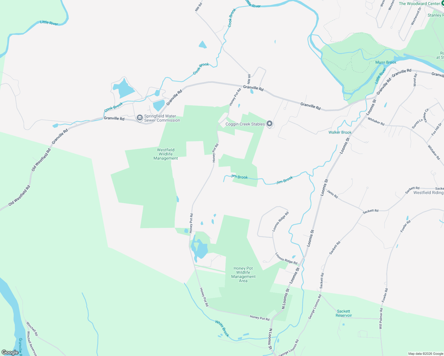 map of restaurants, bars, coffee shops, grocery stores, and more near 156 Honey Pot Rd in Westfield