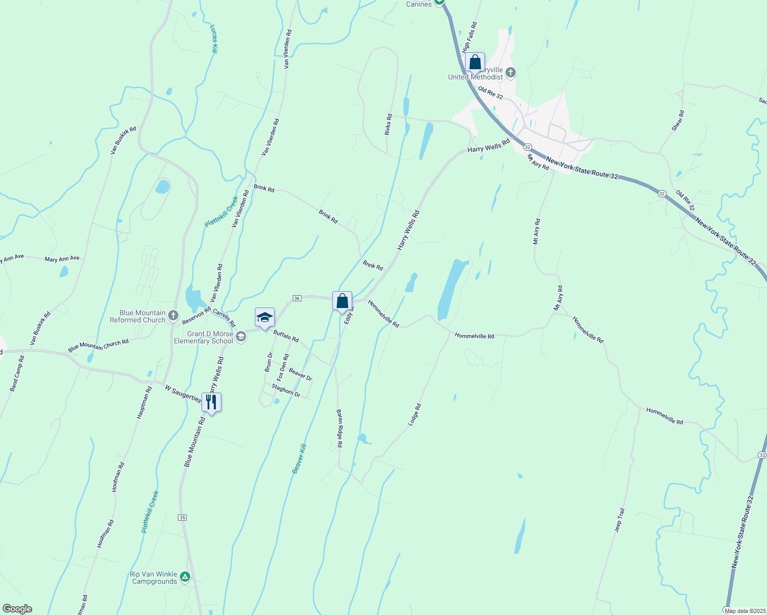 map of restaurants, bars, coffee shops, grocery stores, and more near 3 Martha's Court in Saugerties