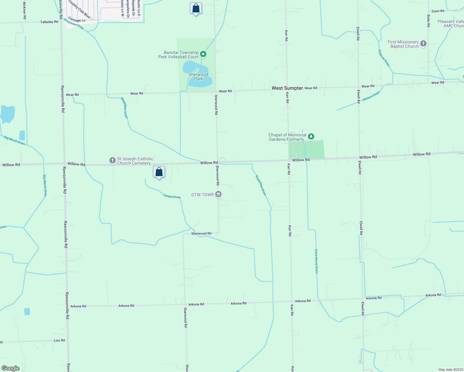 map of restaurants, bars, coffee shops, grocery stores, and more near 49102 Sherwood Court in Belleville