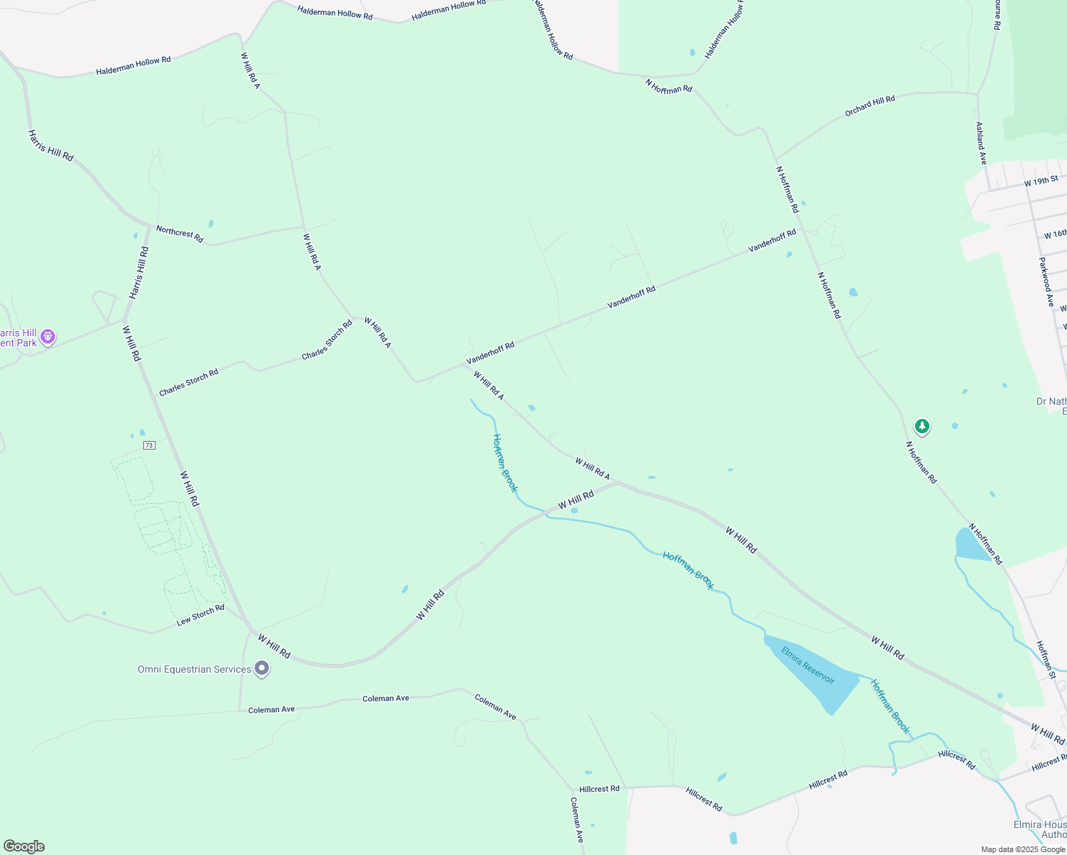 map of restaurants, bars, coffee shops, grocery stores, and more near 60 West Hill Road A in Elmira