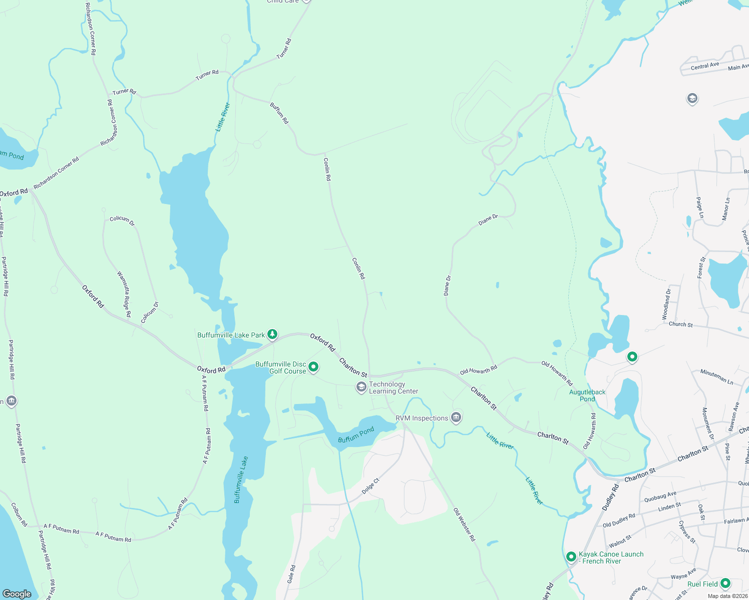 map of restaurants, bars, coffee shops, grocery stores, and more near 21 Conlin Rd in Oxford