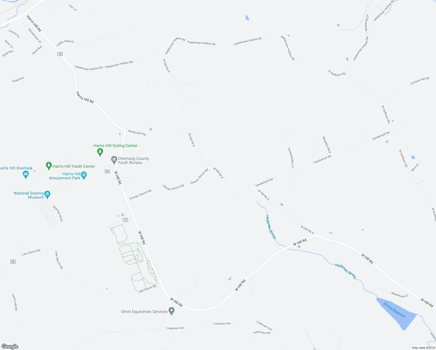 map of restaurants, bars, coffee shops, grocery stores, and more near 226 West Hill Road A in Elmira
