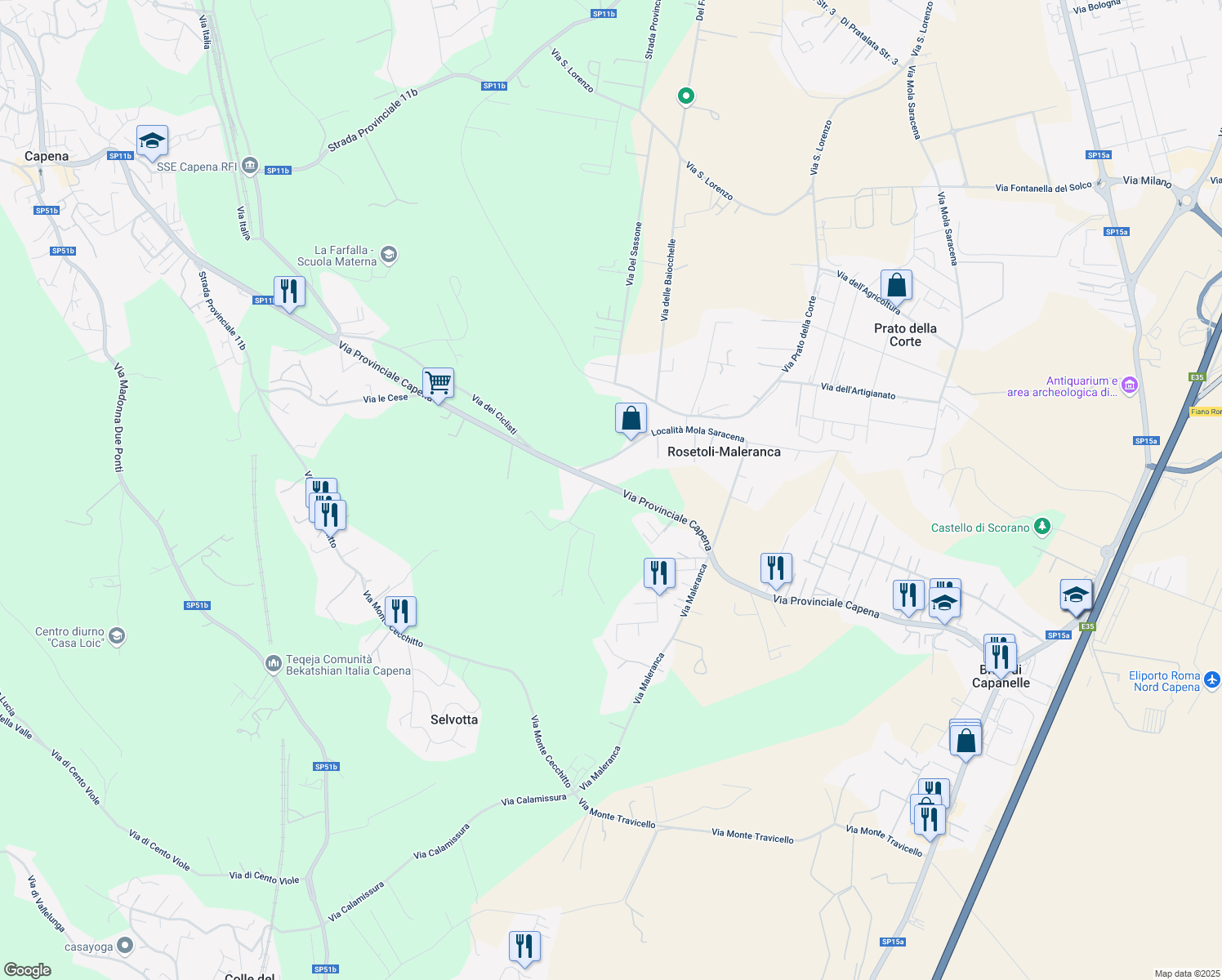 map of restaurants, bars, coffee shops, grocery stores, and more near 4 Località Mola Saracena in Rosetoli-maleranca