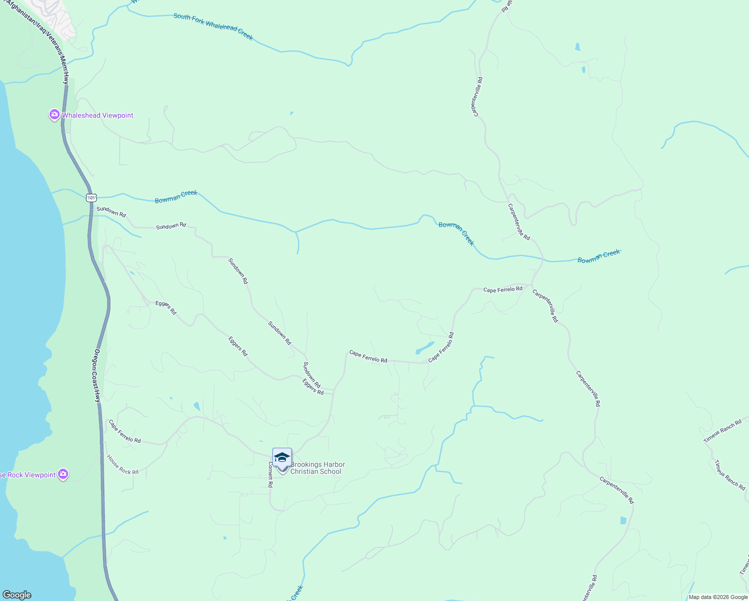 map of restaurants, bars, coffee shops, grocery stores, and more near 96333 Wildwood Road in Brookings