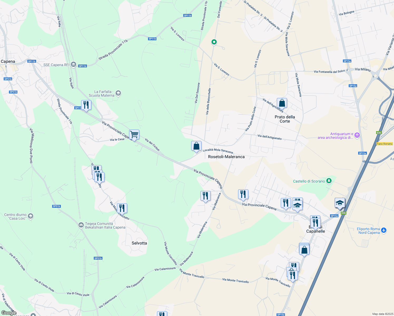 map of restaurants, bars, coffee shops, grocery stores, and more near 4 Località Mola Saracena in Rosetoli-maleranca