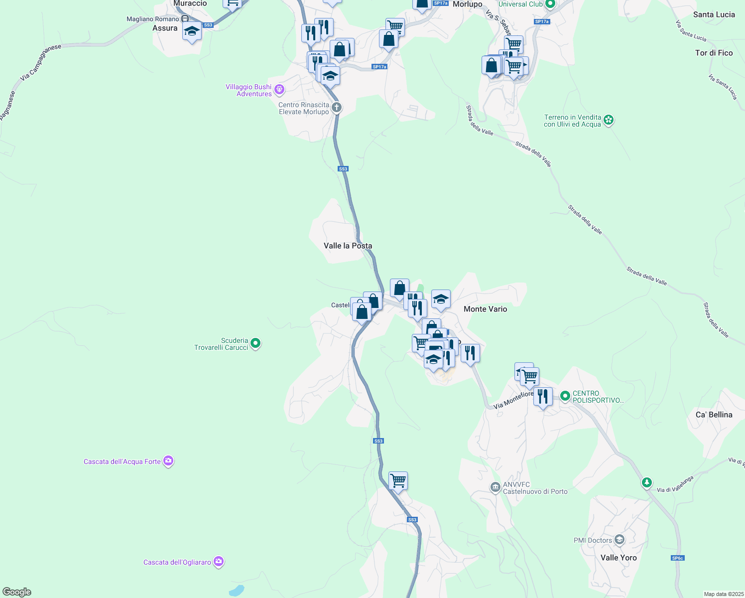 map of restaurants, bars, coffee shops, grocery stores, and more near 1 Via Flaminia in Morlupo