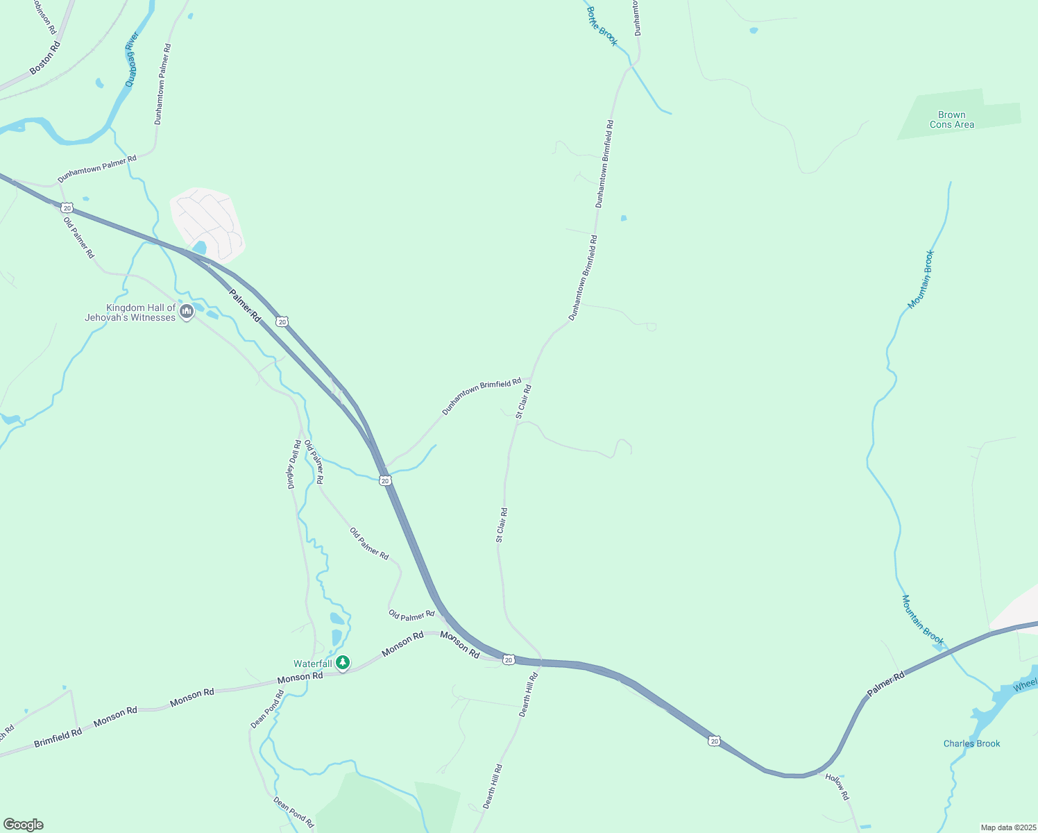 map of restaurants, bars, coffee shops, grocery stores, and more near 62 Saint Claire Road in Brimfield