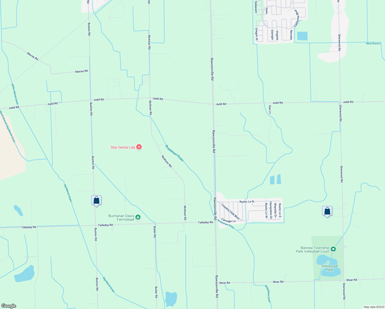 map of restaurants, bars, coffee shops, grocery stores, and more near 10440 Rawsonville Road in Belleville