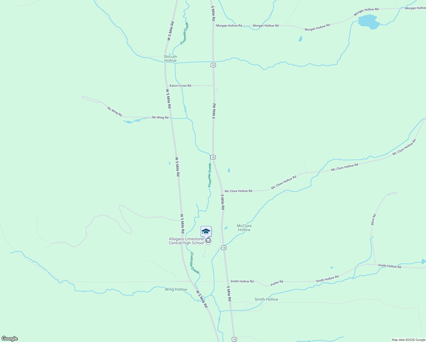 map of restaurants, bars, coffee shops, grocery stores, and more near 3301 5 Mile Rd in Allegany