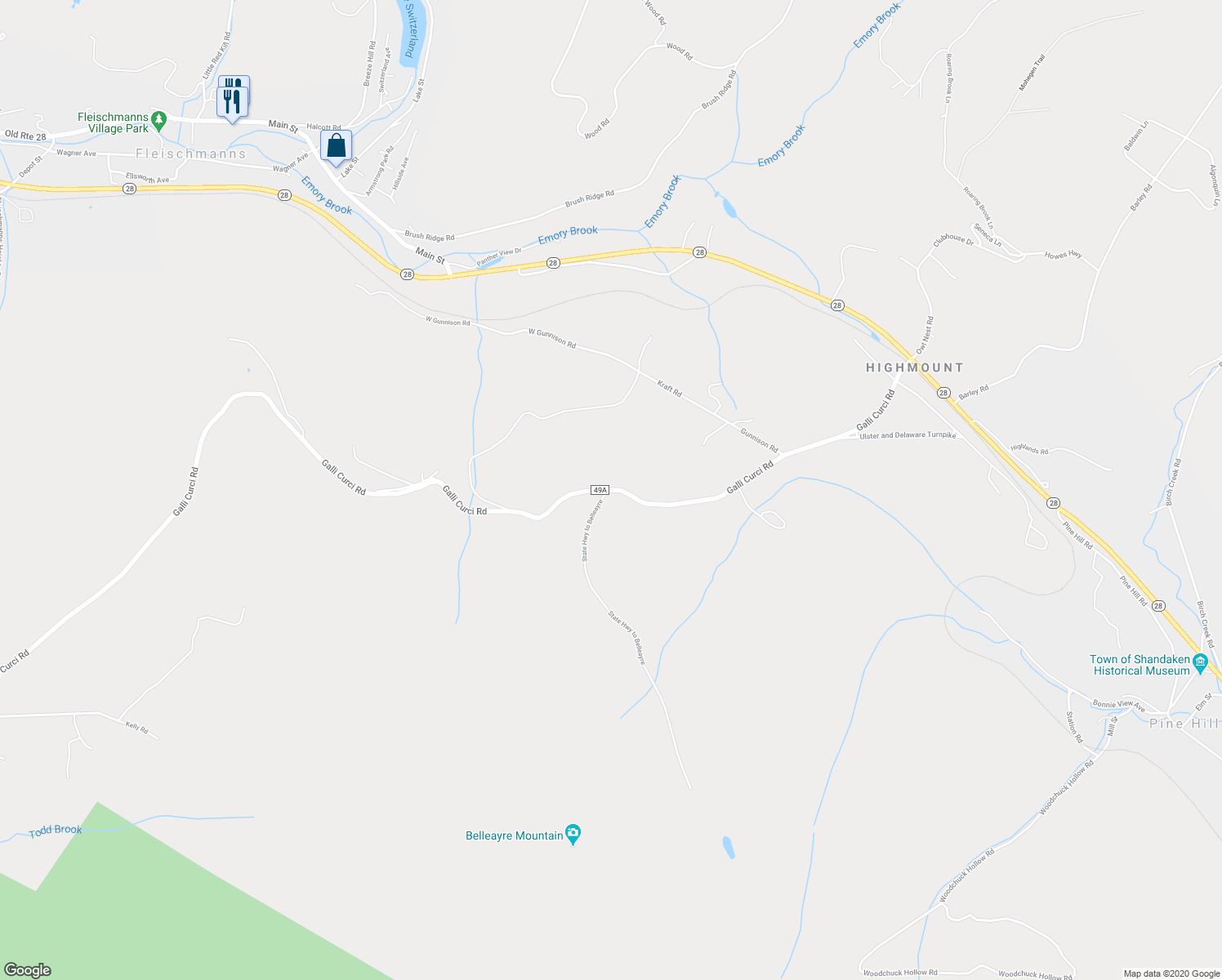 map of restaurants, bars, coffee shops, grocery stores, and more near in Ulster County