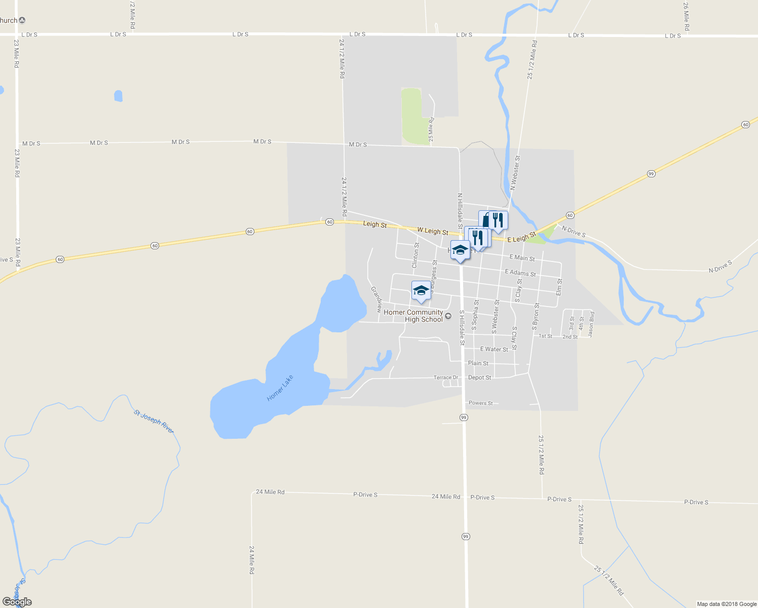 map of restaurants, bars, coffee shops, grocery stores, and more near 505 Grandview in Homer