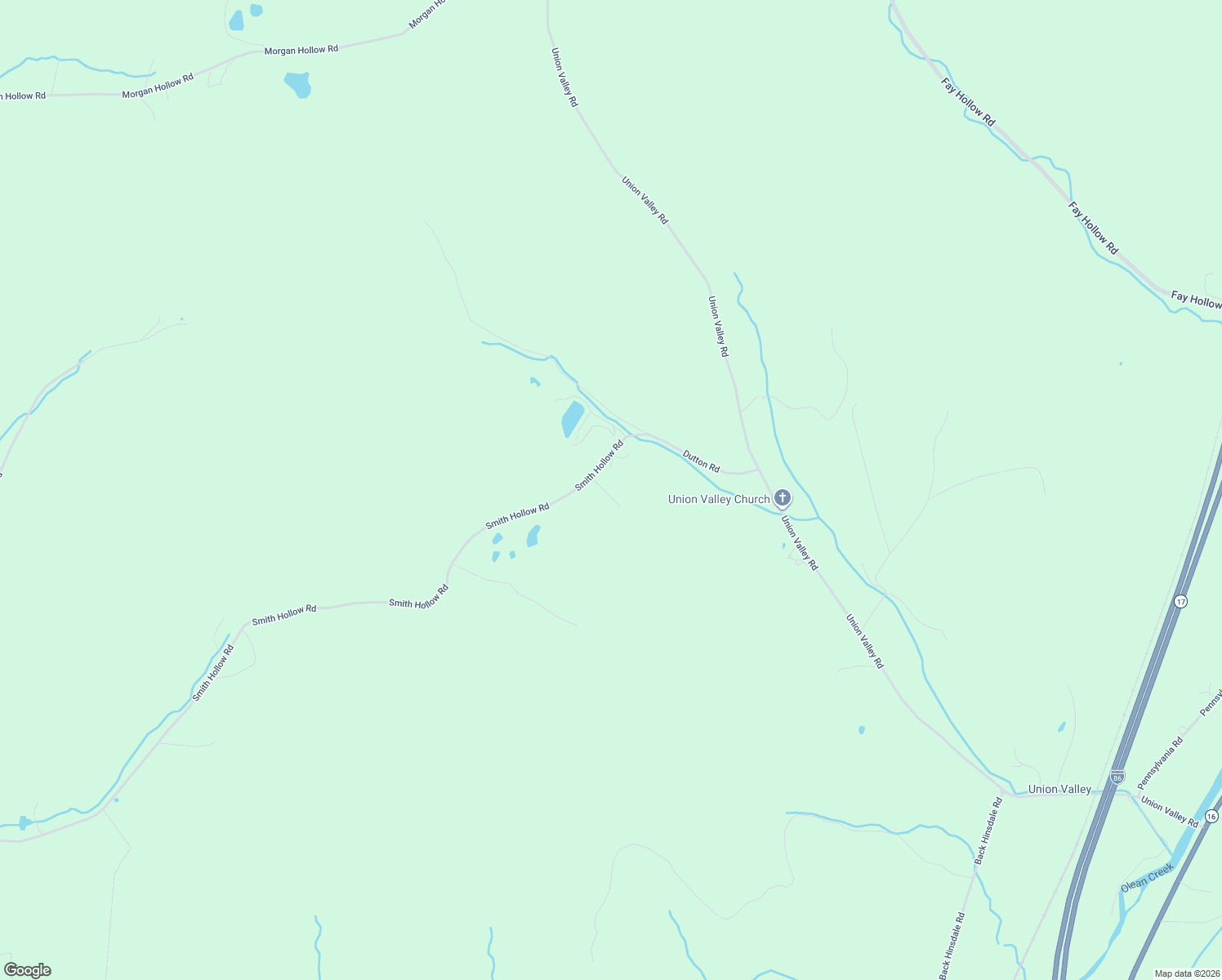 map of restaurants, bars, coffee shops, grocery stores, and more near 2721 Smith Hollow Road in Olean