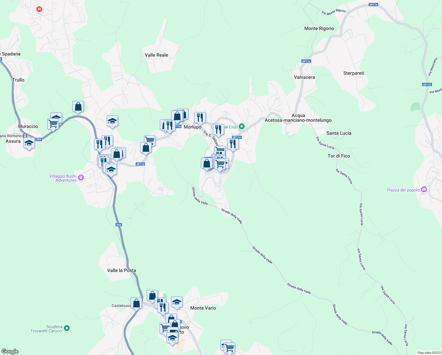 map of restaurants, bars, coffee shops, grocery stores, and more near 3 Piazza Armando Diaz in Morlupo