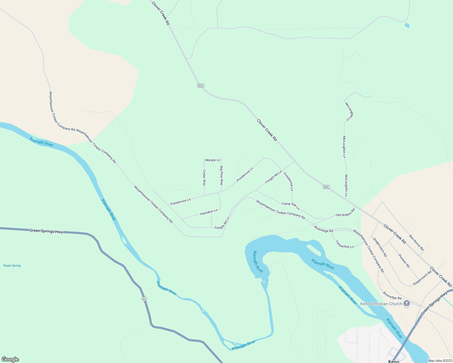 map of restaurants, bars, coffee shops, grocery stores, and more near 9109 Big Pine Way in Klamath Falls