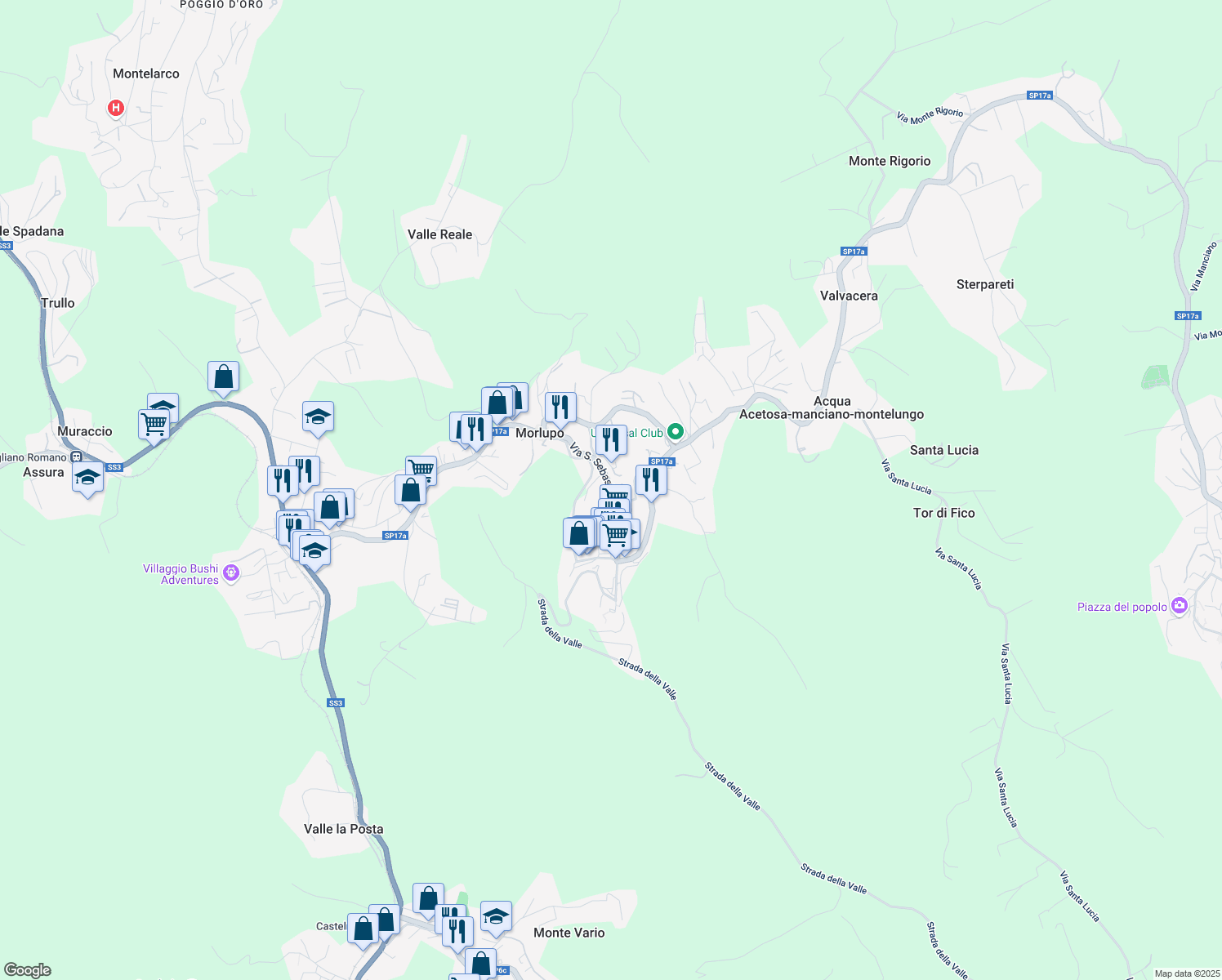 map of restaurants, bars, coffee shops, grocery stores, and more near 2 Via Pio la Torre in Morlupo