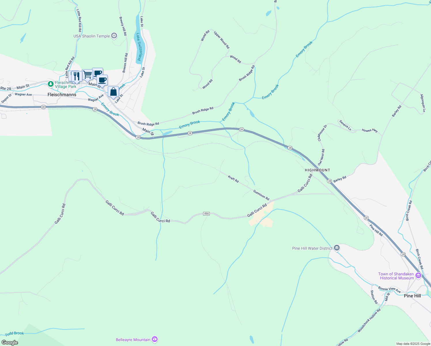 map of restaurants, bars, coffee shops, grocery stores, and more near Kraft Road in Arkville