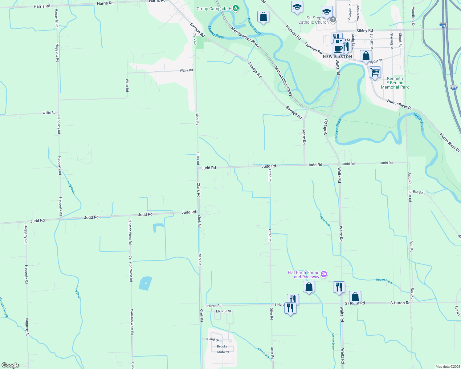map of restaurants, bars, coffee shops, grocery stores, and more near 38715 Judd Road in Belleville