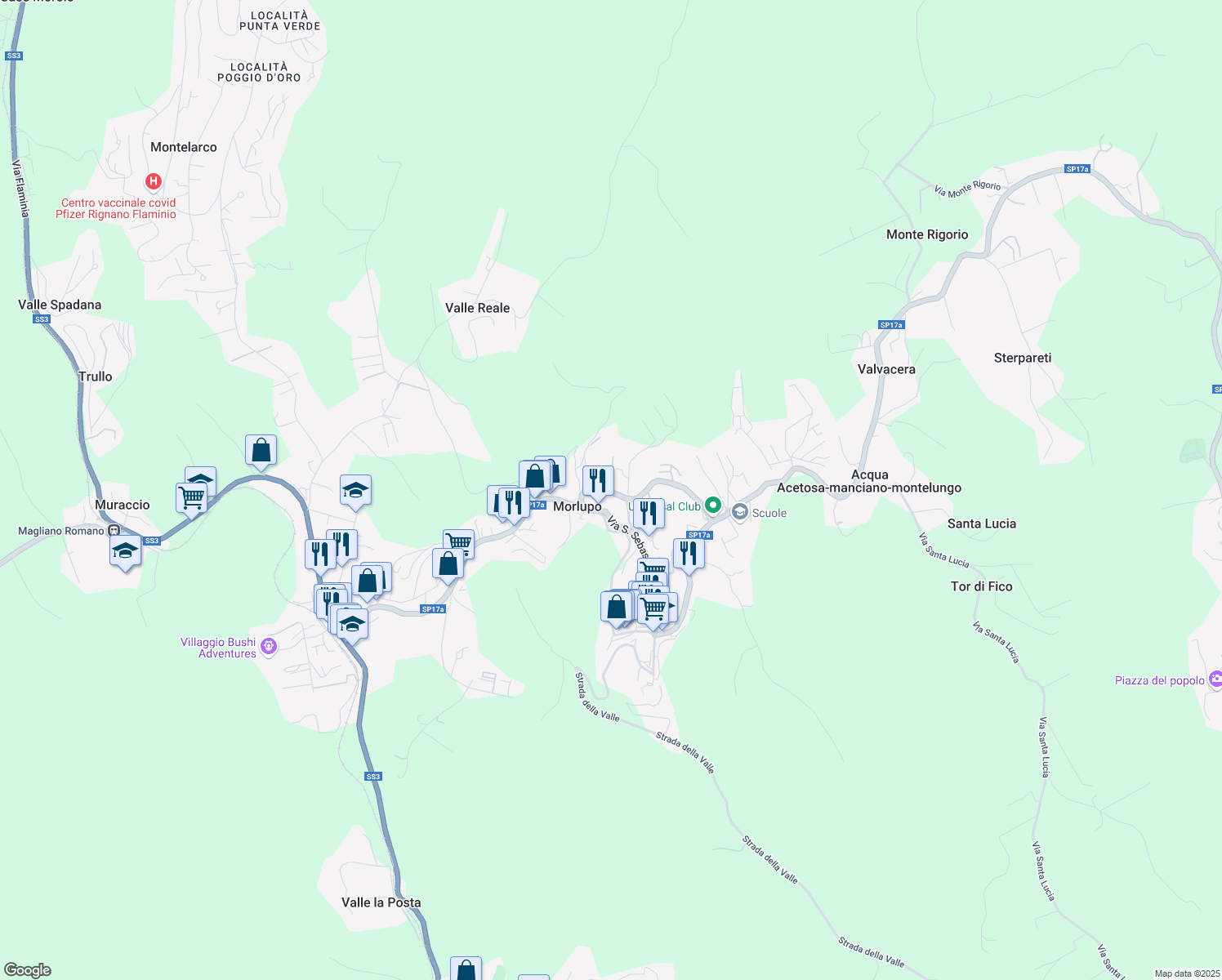 map of restaurants, bars, coffee shops, grocery stores, and more near 12 Via del Grecale in Morlupo