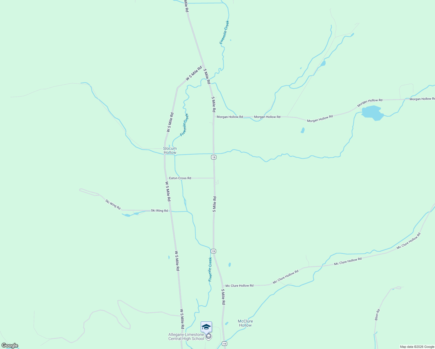 map of restaurants, bars, coffee shops, grocery stores, and more near 3508 5 Mile Rd in Allegany