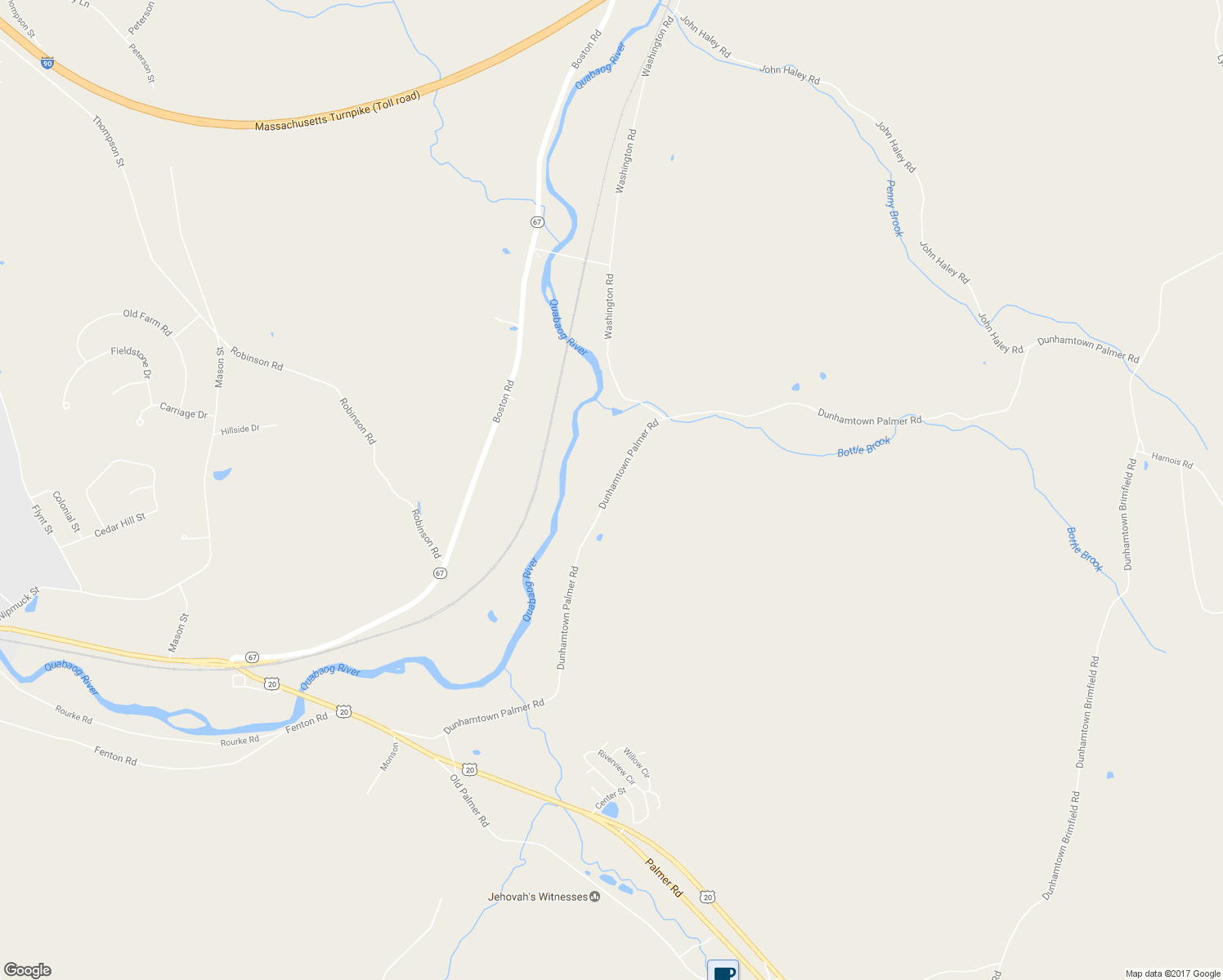 map of restaurants, bars, coffee shops, grocery stores, and more near 167 Dunhamtown Palmer Road in Brimfield