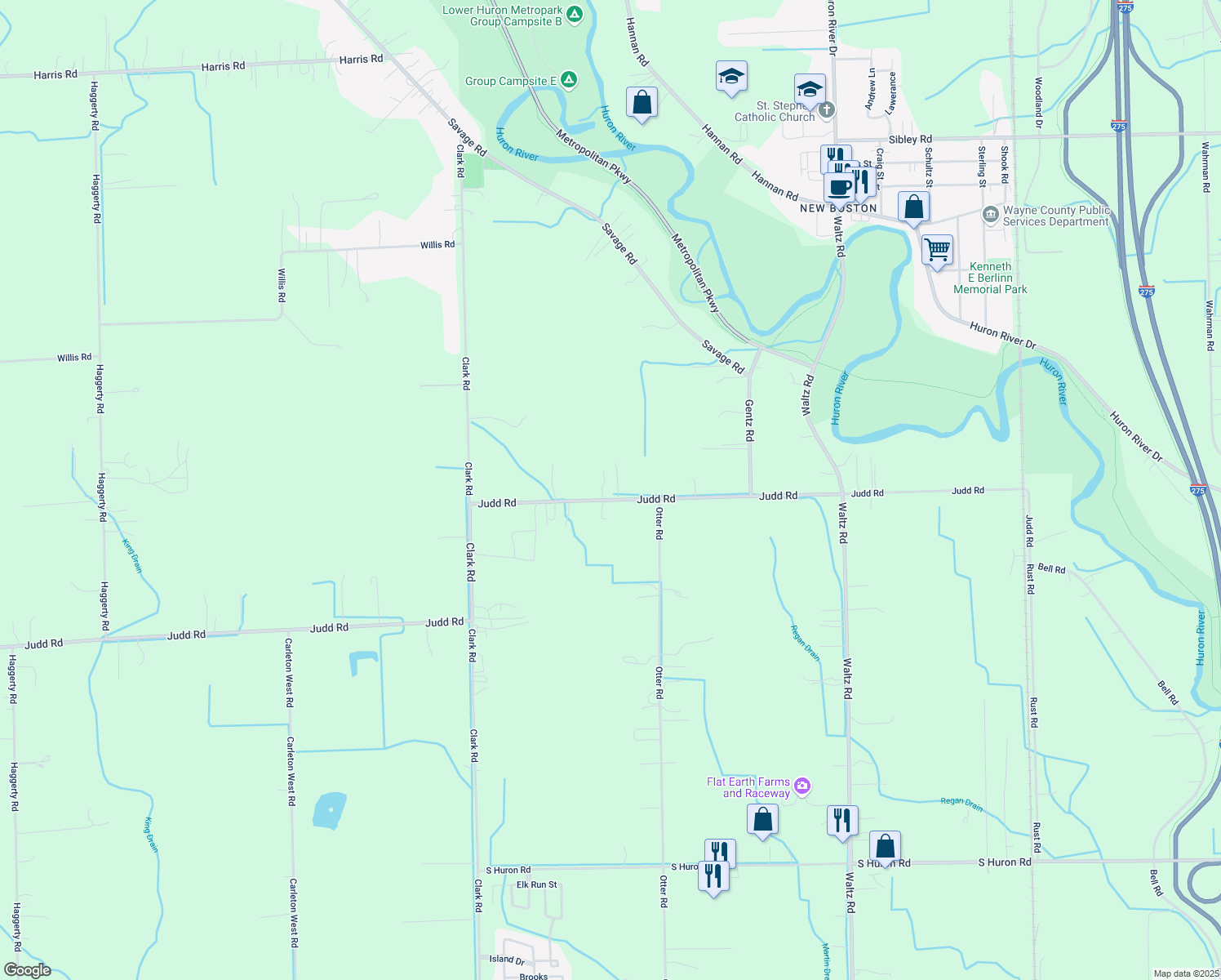 map of restaurants, bars, coffee shops, grocery stores, and more near 38500 Judd Road in Belleville