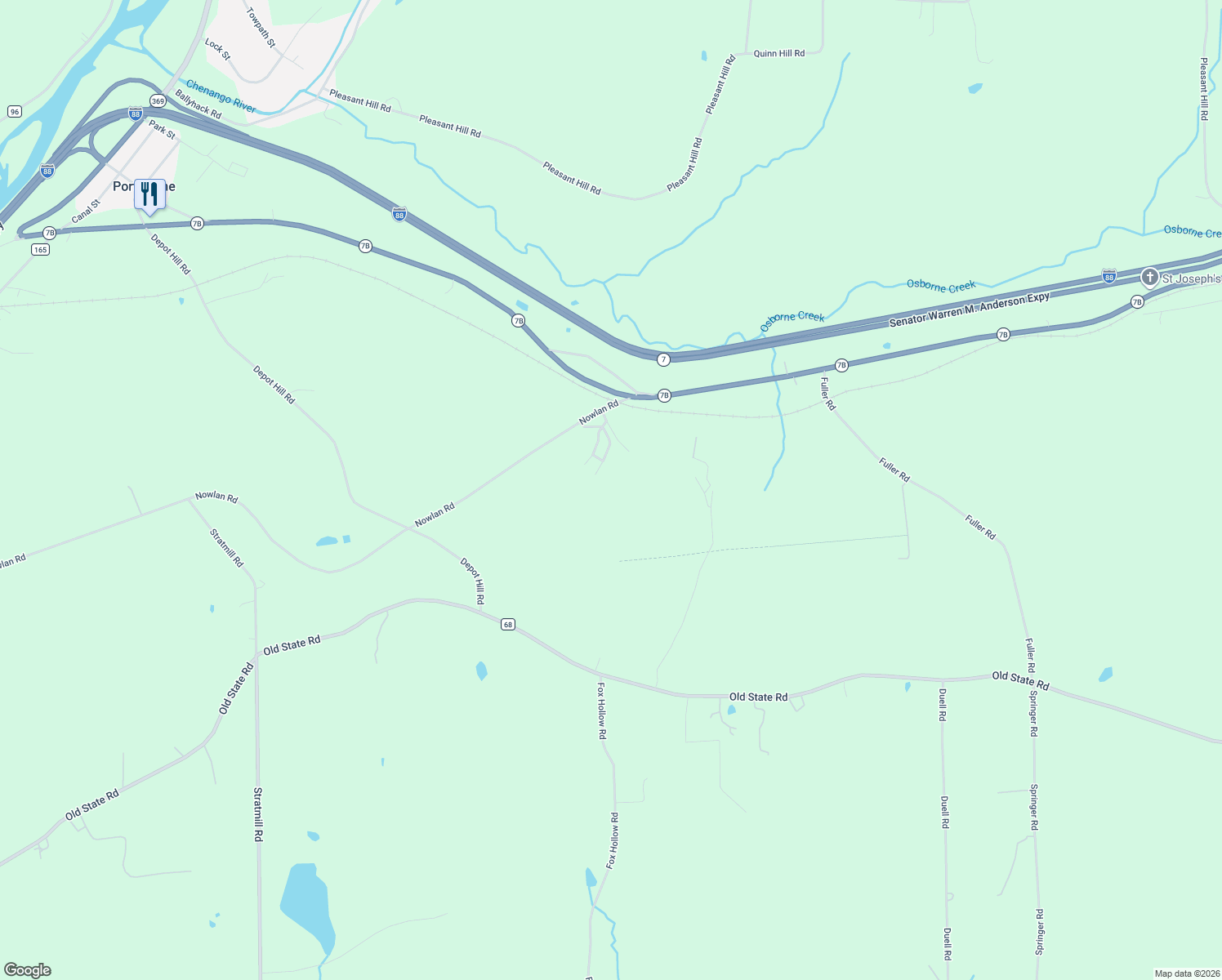 map of restaurants, bars, coffee shops, grocery stores, and more near 940 Nowlan Road in Port Crane