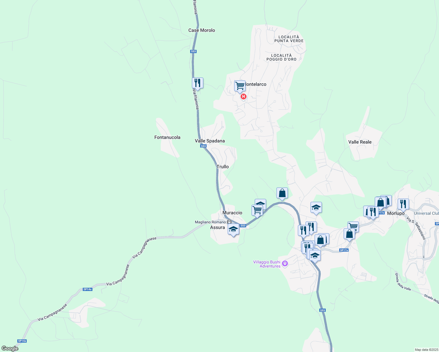 map of restaurants, bars, coffee shops, grocery stores, and more near 12 Via Antonio Varisco in Trullo