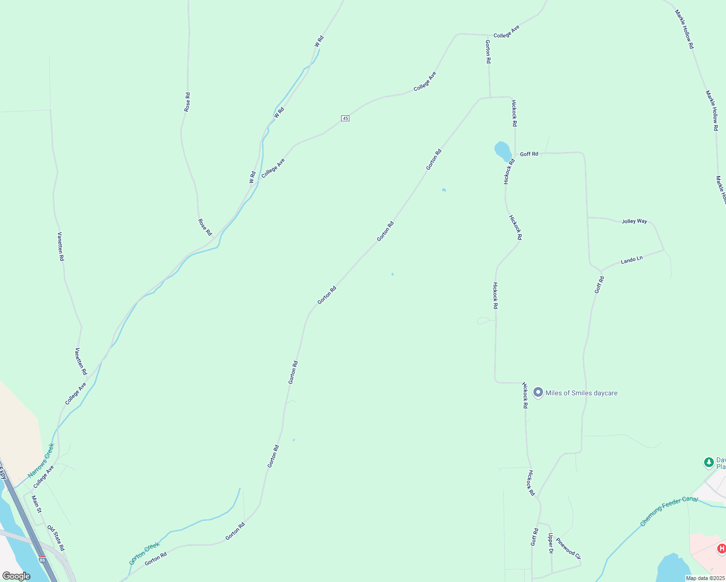map of restaurants, bars, coffee shops, grocery stores, and more near 3320 Gorton Road in Corning