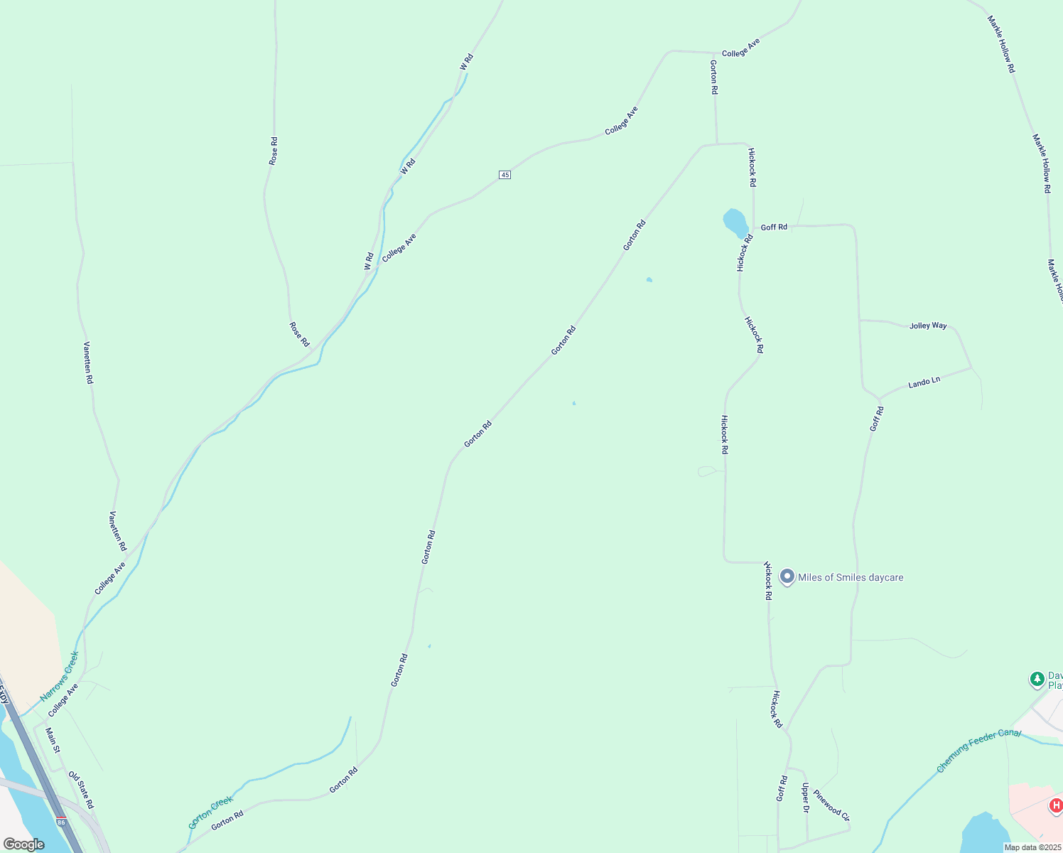 map of restaurants, bars, coffee shops, grocery stores, and more near 3320 Gorton Road in Corning