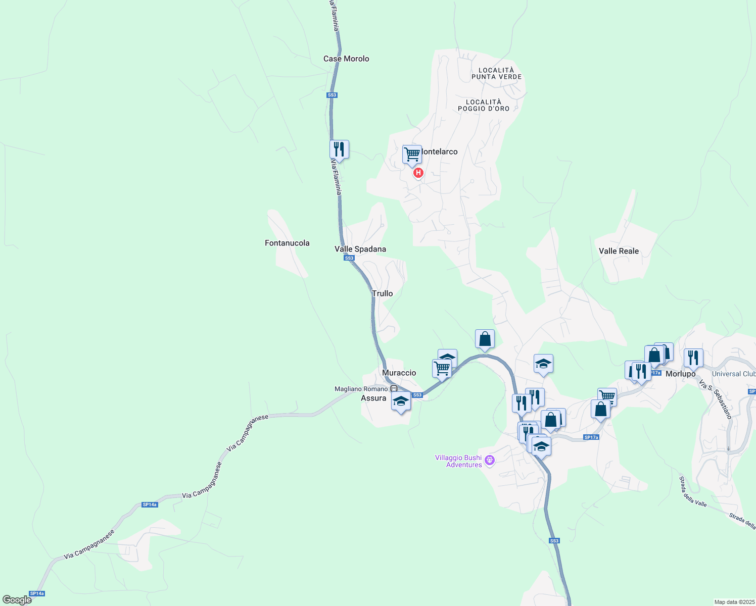 map of restaurants, bars, coffee shops, grocery stores, and more near 12 Via Antonio Varisco in Trullo