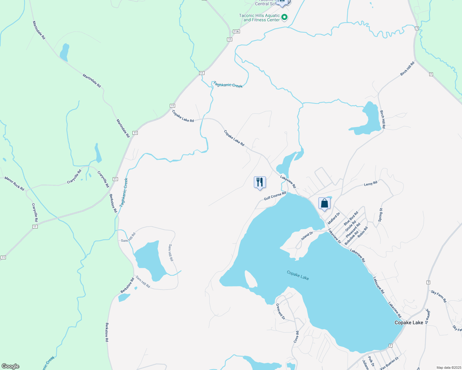 map of restaurants, bars, coffee shops, grocery stores, and more near 56 Red Fox Lane in Craryville