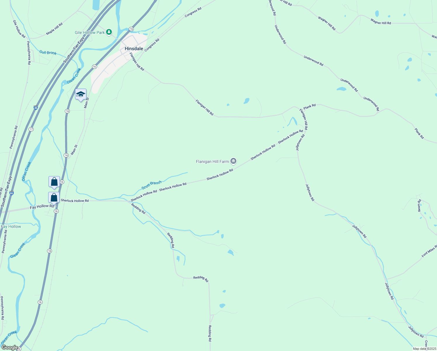 map of restaurants, bars, coffee shops, grocery stores, and more near 1280 Sherlock Hollow Road in Hinsdale