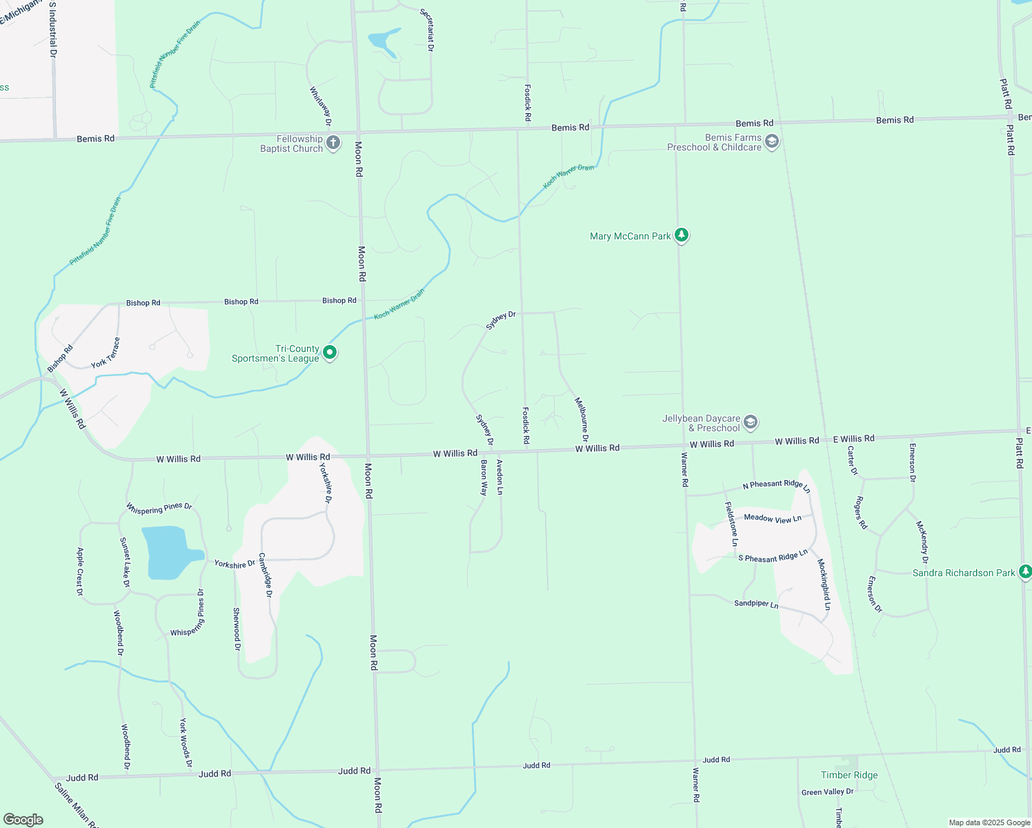 map of restaurants, bars, coffee shops, grocery stores, and more near 540 Hobart Court in Saline