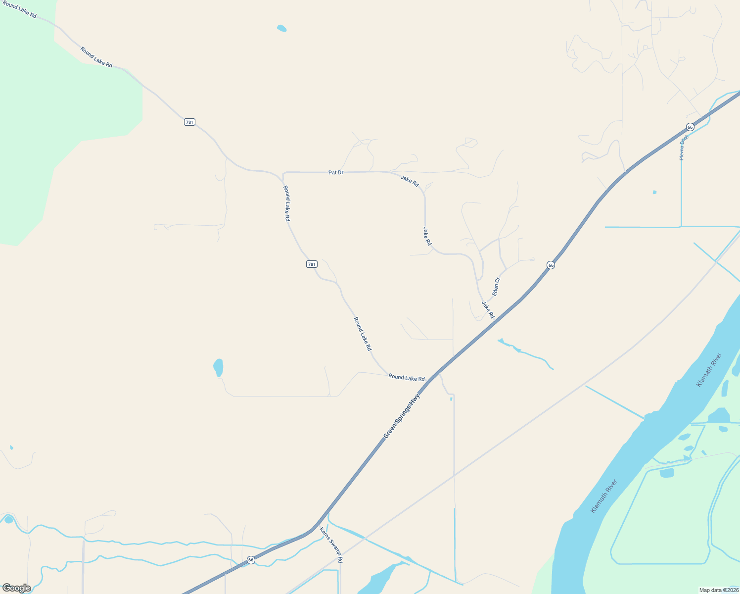 map of restaurants, bars, coffee shops, grocery stores, and more near 6981 Round Lake Road in Klamath Falls