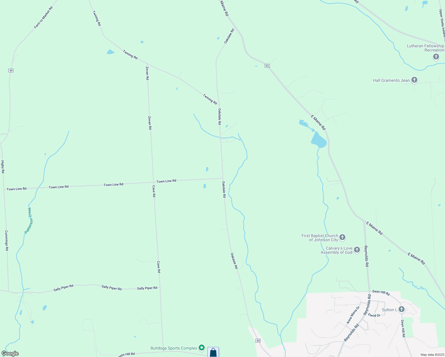 map of restaurants, bars, coffee shops, grocery stores, and more near 38 Town Line Road in Johnson City