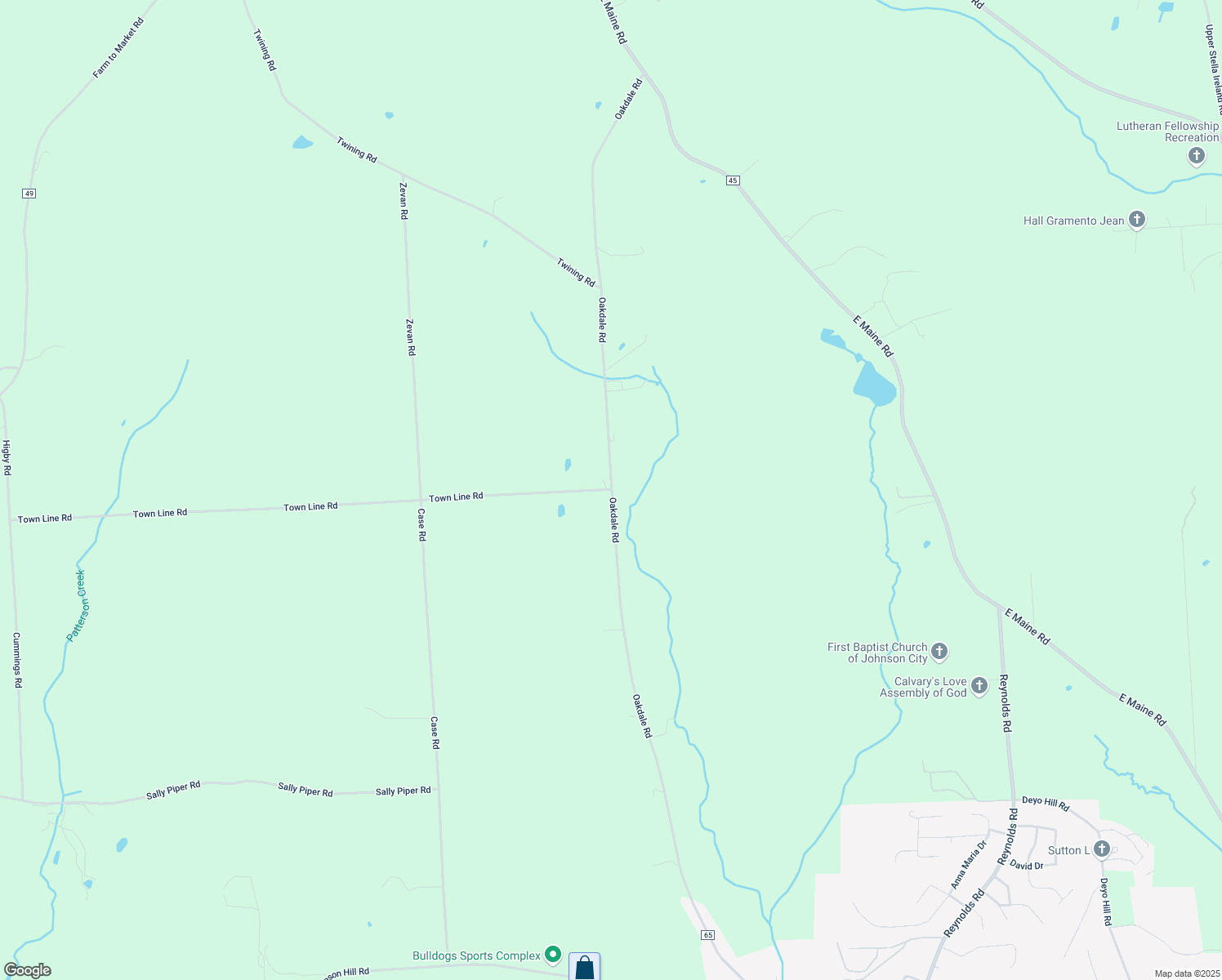 map of restaurants, bars, coffee shops, grocery stores, and more near 4 Town Line Road in Johnson City