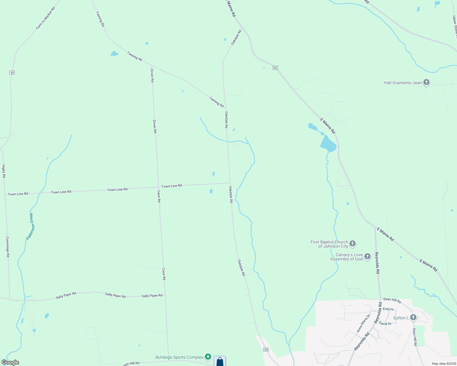 map of restaurants, bars, coffee shops, grocery stores, and more near 25 Town Line Road in Johnson City