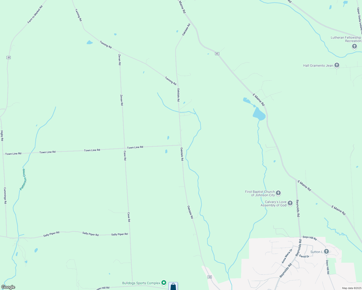 map of restaurants, bars, coffee shops, grocery stores, and more near 28 Town Line Road in Johnson City