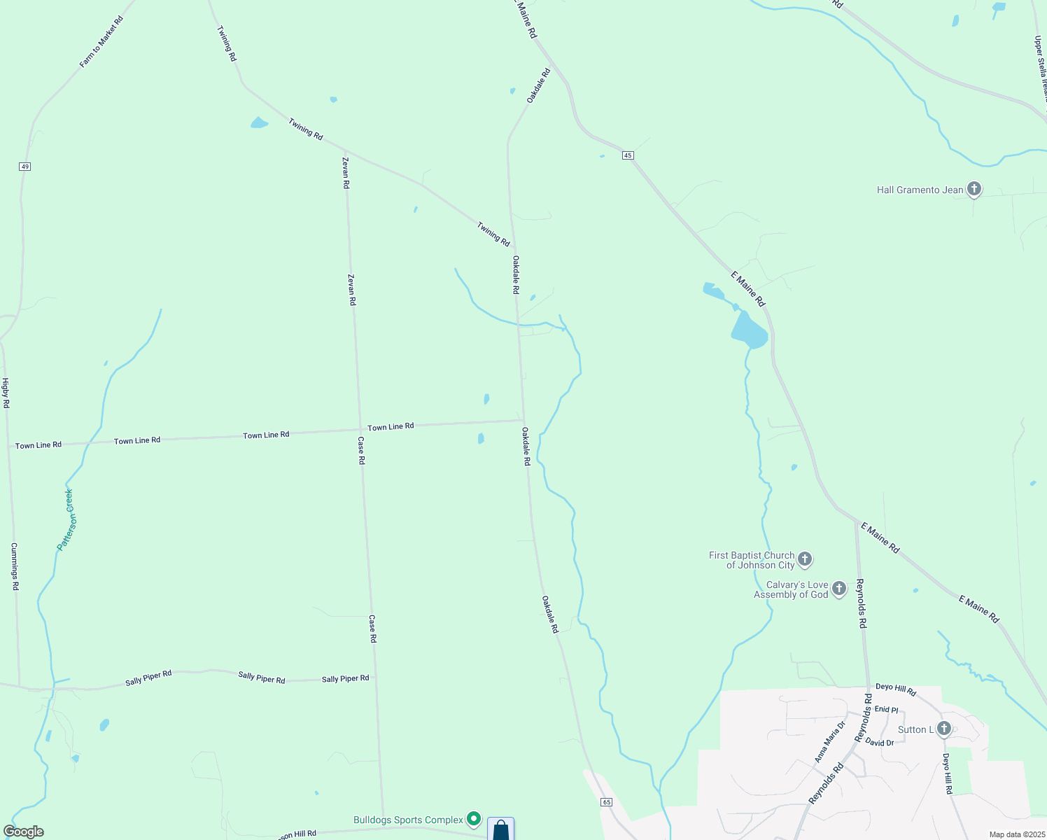map of restaurants, bars, coffee shops, grocery stores, and more near 4 Town Line Road in Johnson City